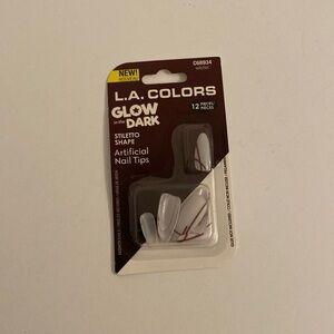 NWT LA Colors Glow In The Dark Nails Witchin’ Stiletto Shape Nails White Red